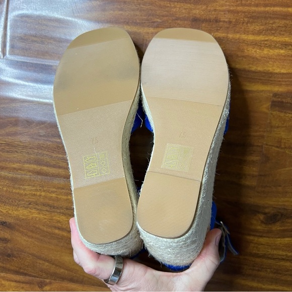 NWOT Allegra K Blue Espadrille Platform Ankle Strap Wedge Heel Sandals size 7.5 - Picture 11 of 11